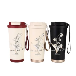 600ml Stainless Steel Insulated Tumbler Travel Coffee Mug with Straw Lid Vacuum Thermo Coffee Tumbler Cups