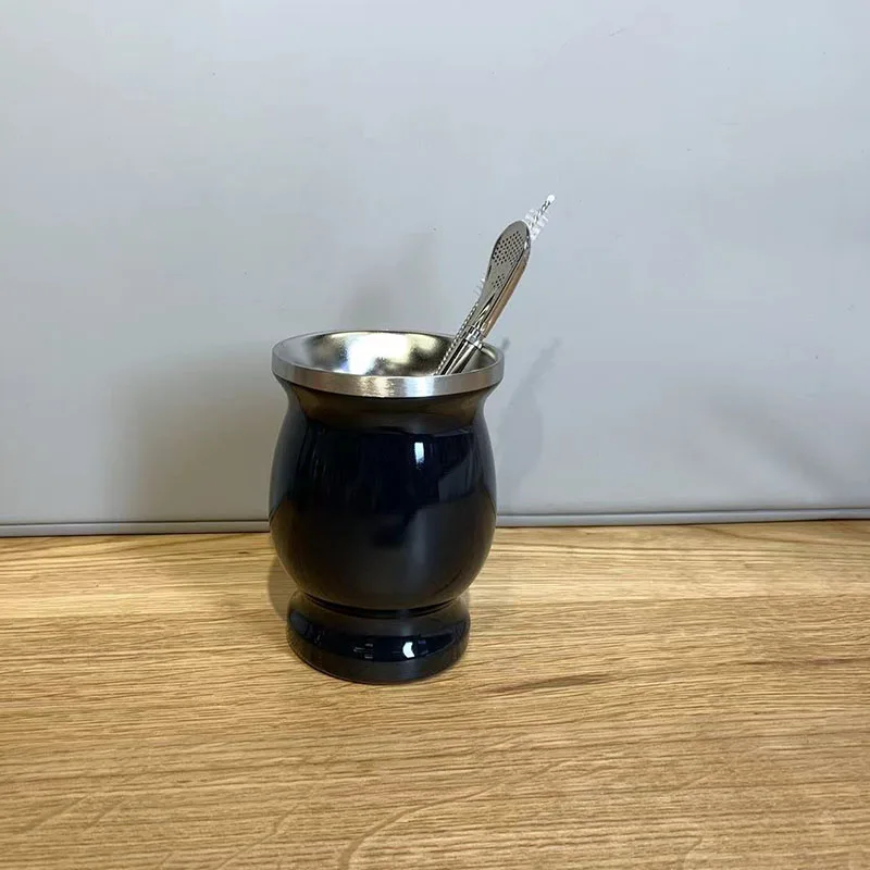 8oz Taza De Mate Wholesale Argentina Yerba Mate Tea Cup Double Walled Stainless Steel Mate Cup with Straw - Image 5