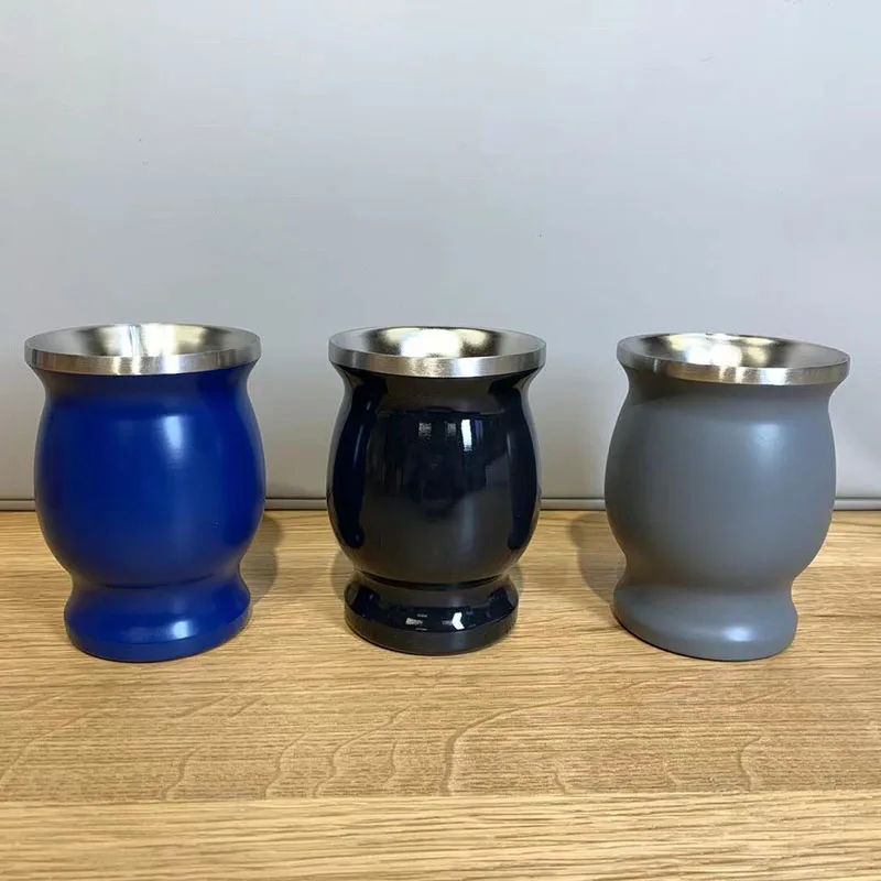 8oz Taza De Mate Wholesale Argentina Yerba Mate Tea Cup Double Walled Stainless Steel Mate Cup with Straw - Image 4