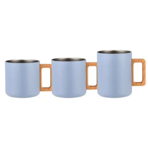 300ml 350ml 450ml Japan Double Wall  Insulated Mug Wooden Handle with Cover Stainless Steel Thermos Cup Coffee Cup Batch