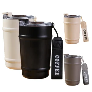 Customized Drinking 350ML Powder Coated Mugs Insulated Tumbler Cup Stainless Steel Travel Coffee Tumbler with Rope