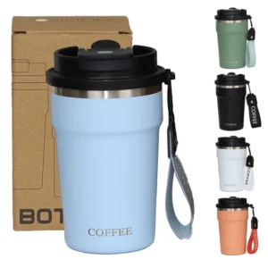 400ML Portable Tumbler Cups Stainless Steel Drinking Mug Custom Double Wall Travel Coffee Tumbler with Handle