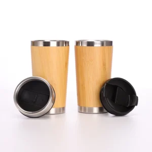 16oz Stainless Steel Bamboo Tumbler Keeps Hot & Cold for 12 Hour  Double Wall Insulated Reusable Coffee Cup