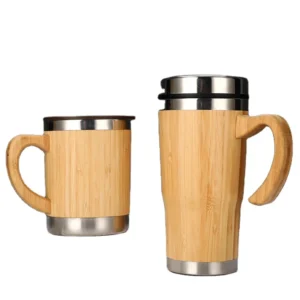 Hot Selling Reusable Double Wall Bamboo Coffee Cups 500ml Thermos Coffee Bamboo Stainless Steel Tumbler