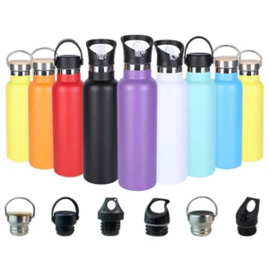 350ml 500ml 750ml 1000ml Custom LOGO Vacuum Insulated Double Wall Sports Travel Stainless Steel Water Bottle with Different Lid
